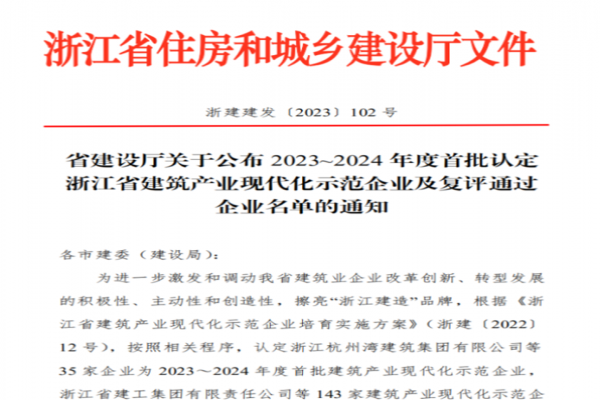 麗水建設(shè)丨我市7家建筑企業(yè)獲評省級(jí)建筑產(chǎn)業(yè)現(xiàn)代化示范企業(yè)榮譽(yù)